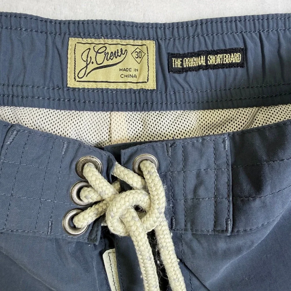 J.Crew Original Shortboard Swim Trunks Mens 30 Navy Blue 7 Inseam Nylon